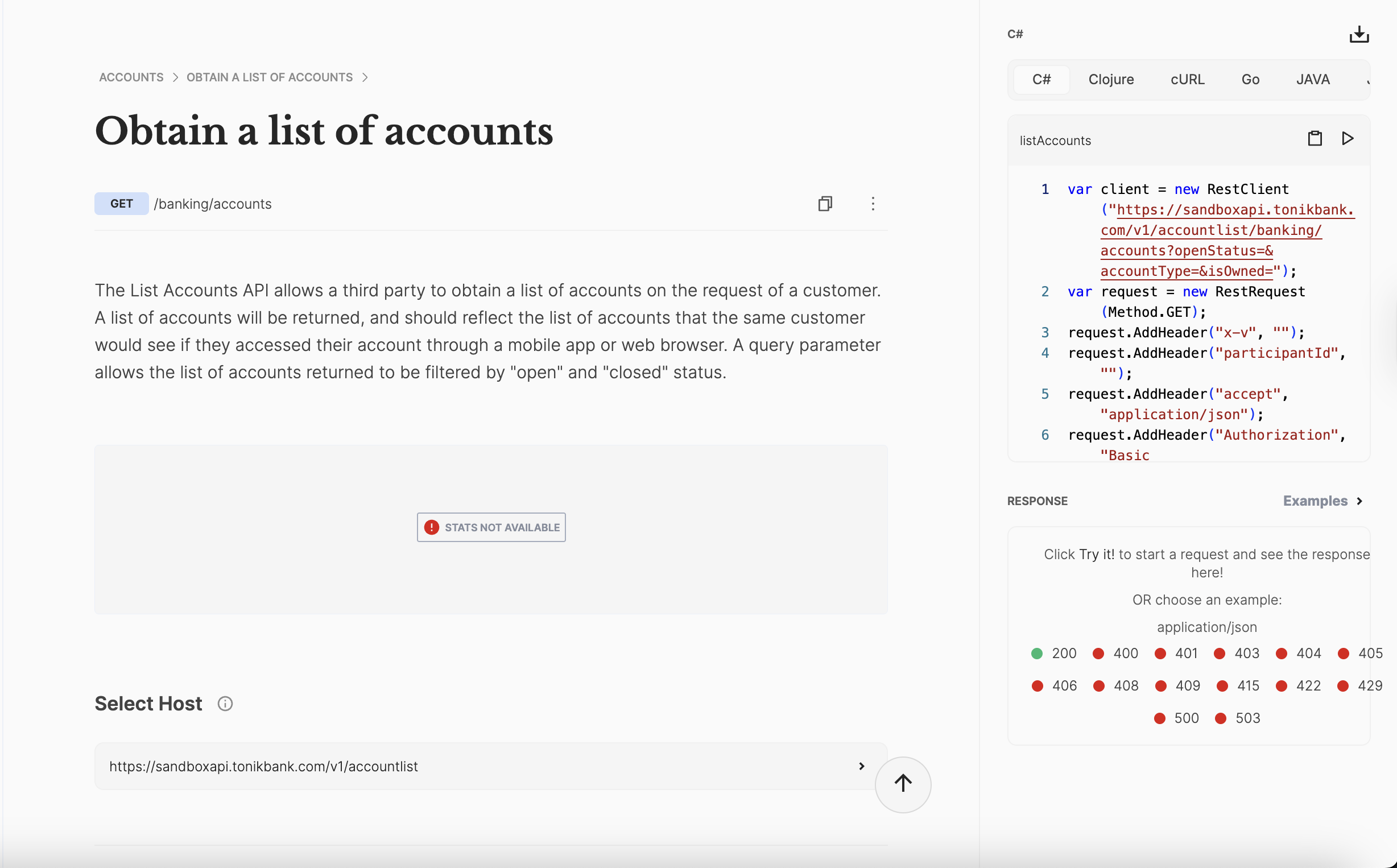 Accounts OAS Catalog